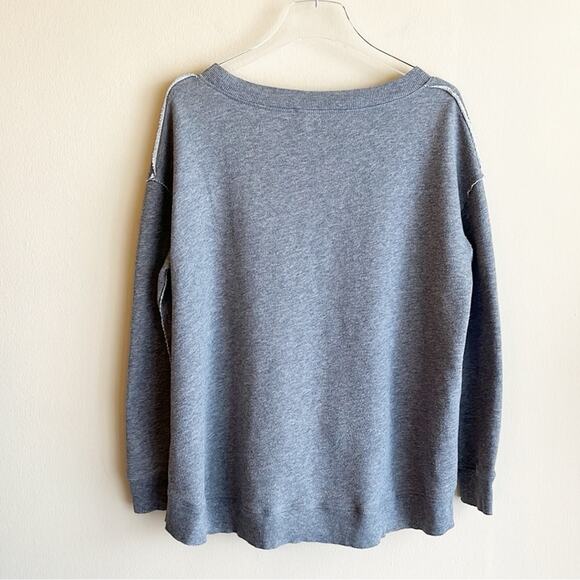Saks Fifth Avenue Y2K Raw Hem Oversized Sweatshirt with Side Zips Gray Size S - Picture 8 of 10